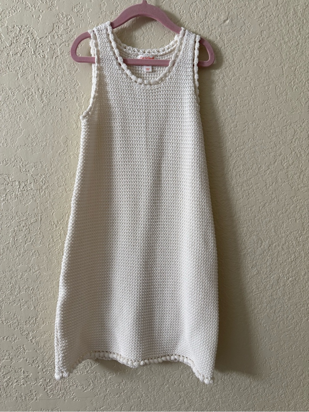 🤍Cat & Jack🤍 Kids White Knit Sleeveless Shift Dress. Size 8